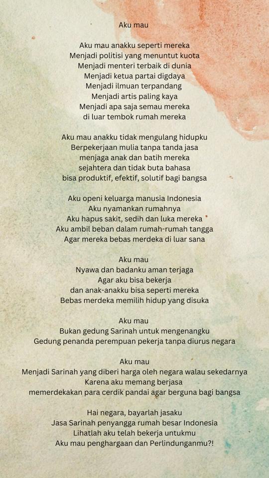 INSTITUT SARINAH :  BERORASI DAN BERPUISI UNTUK PRESIDEN JOKOWI