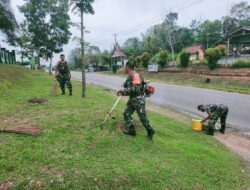 Pembersihan Pangkalan Pos Ramil Singkut Sebagai Wujud Kepedulian Lingkungan