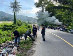 Koramil 420-07/Sei Manau Bersama Muspika dan Warga Gelar Gotong Royong Massal di Pangkalan Jambu