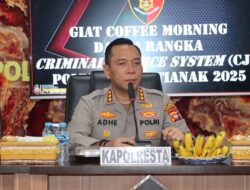 Dalam Mewujudkan Kerja Sama Tentang Penguatan Criminal Justice System, Kapolresta Pontianak Gelar Coffee Morning Bersama Kejaksaan dan Pengadilan.