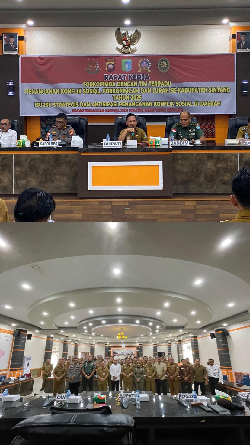 Kepala Staf Kodim Sintang Hadiri Rapat Kerja Forkopimda Bersama Timdu Penanganan Konflik Sosial