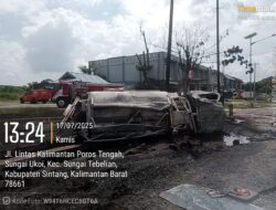 Diduga ngebut, Mobil Tangki Pertamina Terbakar di Sintang, Sopir Alami Luka Bakar Serius
