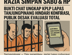 Tiga Napi di Lapas Tanjungpinang Terjaring Razia Simpan Sabu & HP — Bukti Chat Ungkap KPLP Hindari Konfirmasi, Publik Desak Evaluasi Total