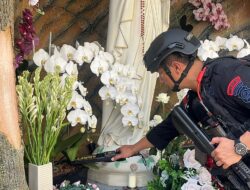 Gegana Polda Banten Lakukan Sterilisasi Gereja Kristus Raja Serang