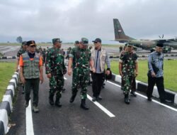 Dandim 0106/Aceh Tengah Menyambut Kepala Staf Angkatan Darat (KASAD) Jenderal TNI Maruli Simanjuntak, M.Sc. Di Bandara  Rembele