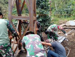Progres Pembangunan Jembatan Gantung Burni Bius Capai 50,6 Persen, TNI dan Warga Gotong Royong