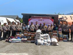 Mahasiswa STIK-PTIK LEMDIKLAT POLRI Angkatan 83 Salurkan Bantuan Sosial Kapolri di Posko Pengungsian Tunyang