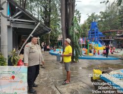 Anggota Pos Pam Polsek Rangkssbitung Polres Lebak Patroli Objek Wisata Kolam Renang, Antisipasi Gangguan Kamtibmas Libur Pasca Idul Fitri