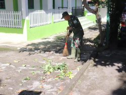 Anggota Kodim 0106/Aceh Tengah Laksanakan Pembersihan Di Lingkungan Tempat Tinggal TNI