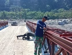 Satgas Gulbencal Kodim 0106/Aceh Tengah Rampungkan Pemasangan Jembatan Bailey di Ketol