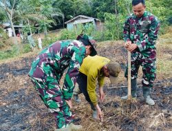 Cuaca Terik Tak Surutkan Anggota Satgas TMMD Ke-128 Kodim 0420/Sarko Wujudkan Lahan Ketahanan Pangan