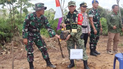 Dansatgas TMMD ke 128 Kodim 0420/Sarko Letkol Inf Yakhya Wisnu Arianto, S.Sos., M.Han Pimpin Aksi Nyata Penanaman Pohon di Desa Seko Besar