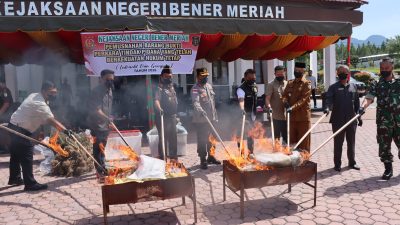Sinergi Aparat Penegak Hukum, Barang Bukti Perkara Narkoba dan Pidana Umum Dimusnahkan di Bener Meriah
