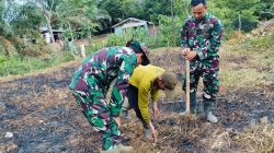 Satgas TMMD Ke-128 Kodim 0420/Sarko Mulai Tanami Ubi Kayu Dilokasi Ketahanan Pangan