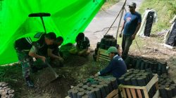 Babinsa Koramil 04/Bintang Bantu Warga Isi Polibek Bibit Kopi di Desa Sintef