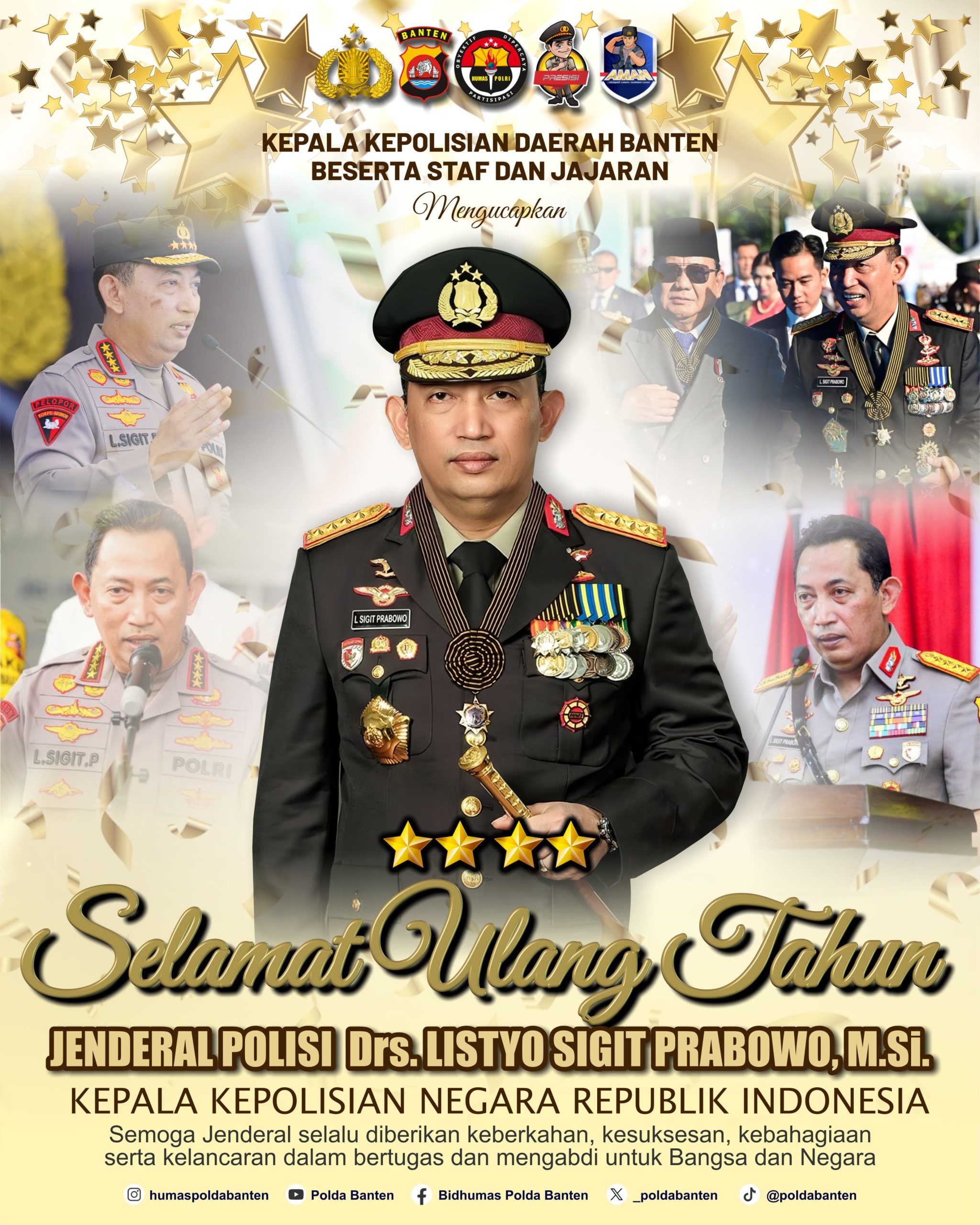 Polda Banten Sampaikan Ucapan Ulang Tahun ke-57 Kapolri, Doakan Pengabdian Semakin Kuat untuk Negeri