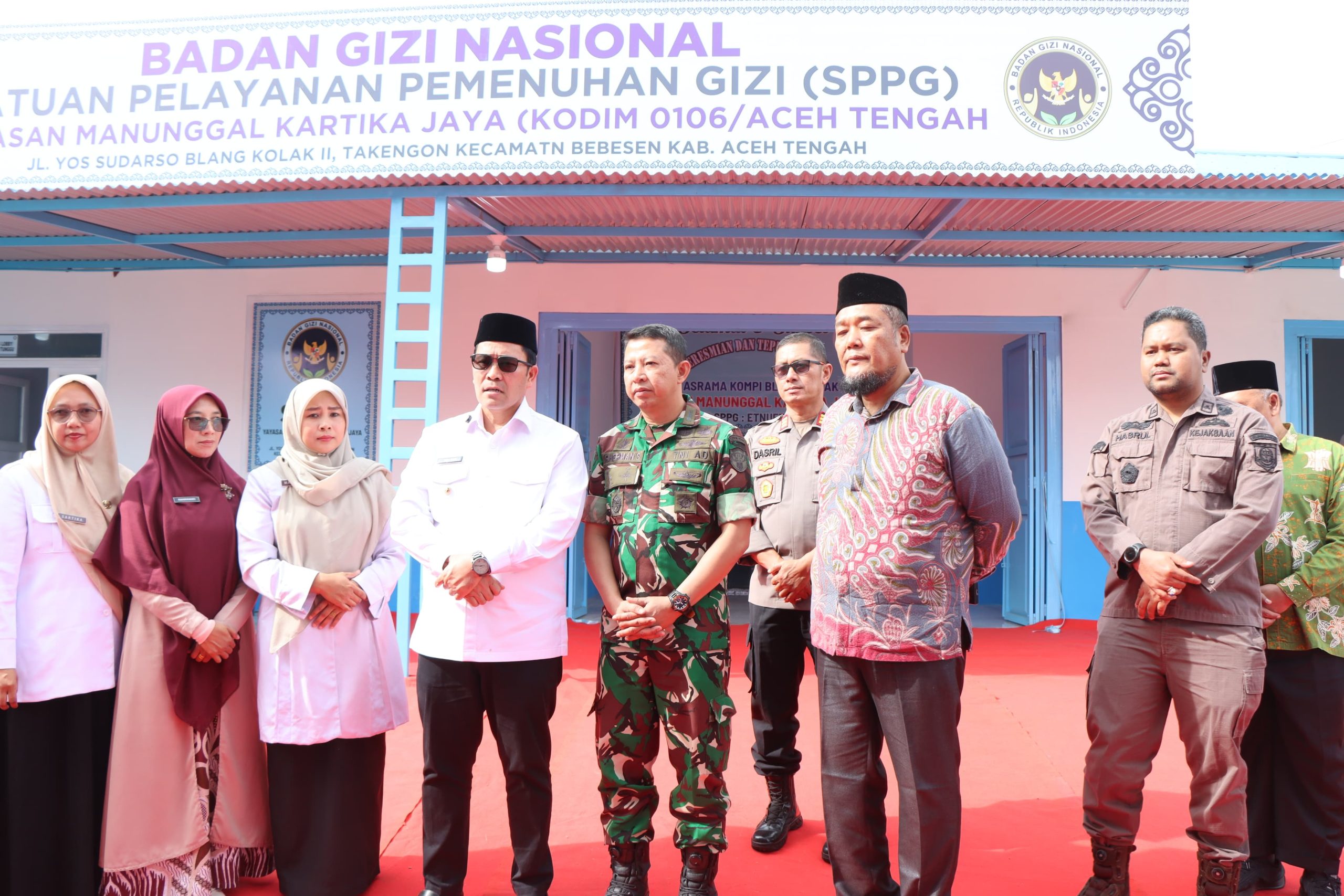Dandim 0106/Aceh Tengah Hadiri Peresmian MBG di Asrama Kompi Blang Kolak dua.