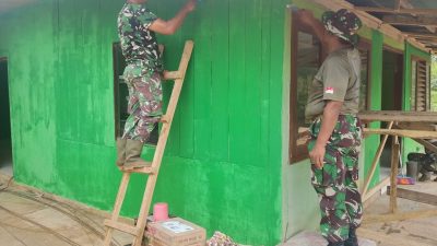 Percantik Masjid Nurul Huda, Satgas TMMD Ke-128 Kodim 0420/Sarko dan Warga Antusias Gotong Royong