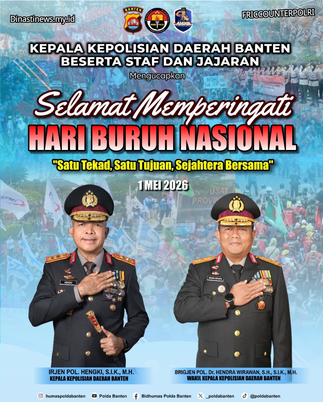 Polda Banten Ucapkan Selamat Hari Buruh Nasional, Tegaskan Komitmen Banten Aman